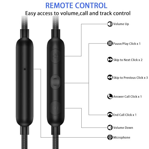 Wired Over Ear Earbuds with Microphone Ear Hook,3.5mm Sport Headphones 1.8M Long Wrap Around Ear Buds Wired for iPad iPod Cellphones 3.5mm Plug in Headsets for Samsung A15 A14 MP3 Switch Running,Black - Image 4