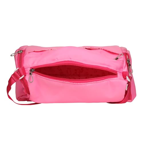 Image of Da Tasche Lightweight Duffle Bag with Shoe Compartment - Multi-Pocket Travel Mini Case for Swimming & Sports Essentials, Zipped Side Pockets, Men and Women Gym Accessories Gift, Pink