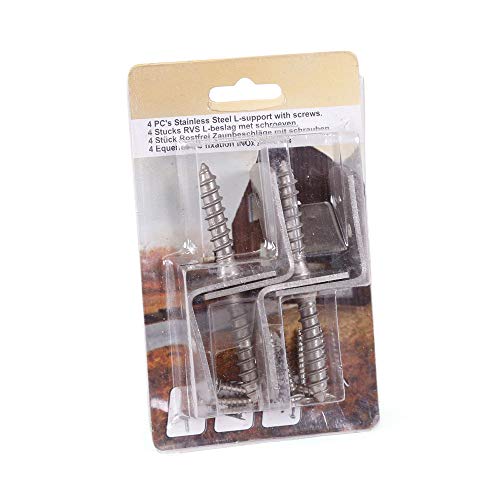 4ER-Set FLECHTZAUNHALTER Winkel Edelstahl IN L-Form 38x34 MM