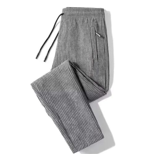 Men's Vintage Winter Fleece Corduroy Sweatpants Thick Thermal Straight Pants with Zipper Pockets2