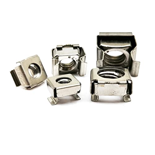 Dadi in gabbia, dado flottante, Dado a gabbia flottante for ripiano for armadio server con montaggio su rack quadrato elastico in acciaio inossidabile A2-70 304, 10 pezzi(M5)