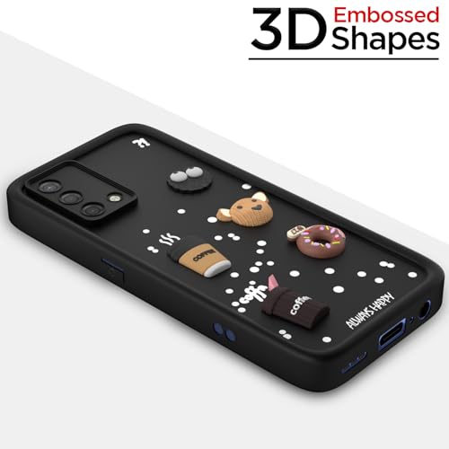 Image of Pikkme Back Cover for Oppo A74 5G | Cute Fun Cartoon 3D Bear Silicone Full Body Protection Bumper Case (Black)
