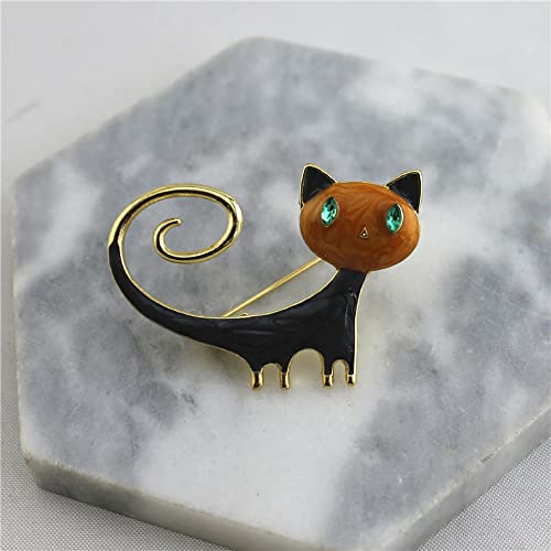 Image of Fashion Cat Lapel Brooch Pin for Women Girls Cubic Zirconia Rhinestone Enamel Pet Animal Pin Clip Hat Scarves Sweater Dress Suit Jacket Brooches Pins Cute Jewelry Gifts Christmas