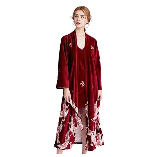 SLM-max varma pyjamas, kvinnors nattkläder velour loungekläder badrock wrap kimono morgonrock lång badrock nattgåvor för damunderkläder elegant blå, XXL