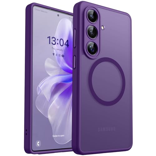 Image of CANSHN Designed for Samsung Galaxy S26 Case (6.3 inch), Upgraded [Full Camera Protection] [Compatible with Magsafe] [Translucent Matte] Shockproof Protective Phone Cover, Deep Purple