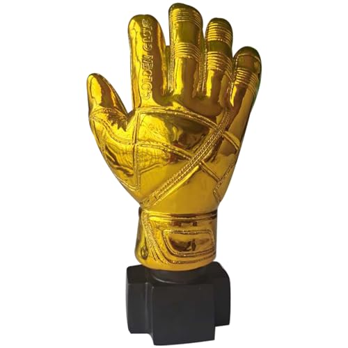 SEWACC Goalkeeper Award Trophy Resin Gloves Shape Gold Award Cup, 10.43 x 5.11 x 2.55 Inch, Soccer Football Sports Prize