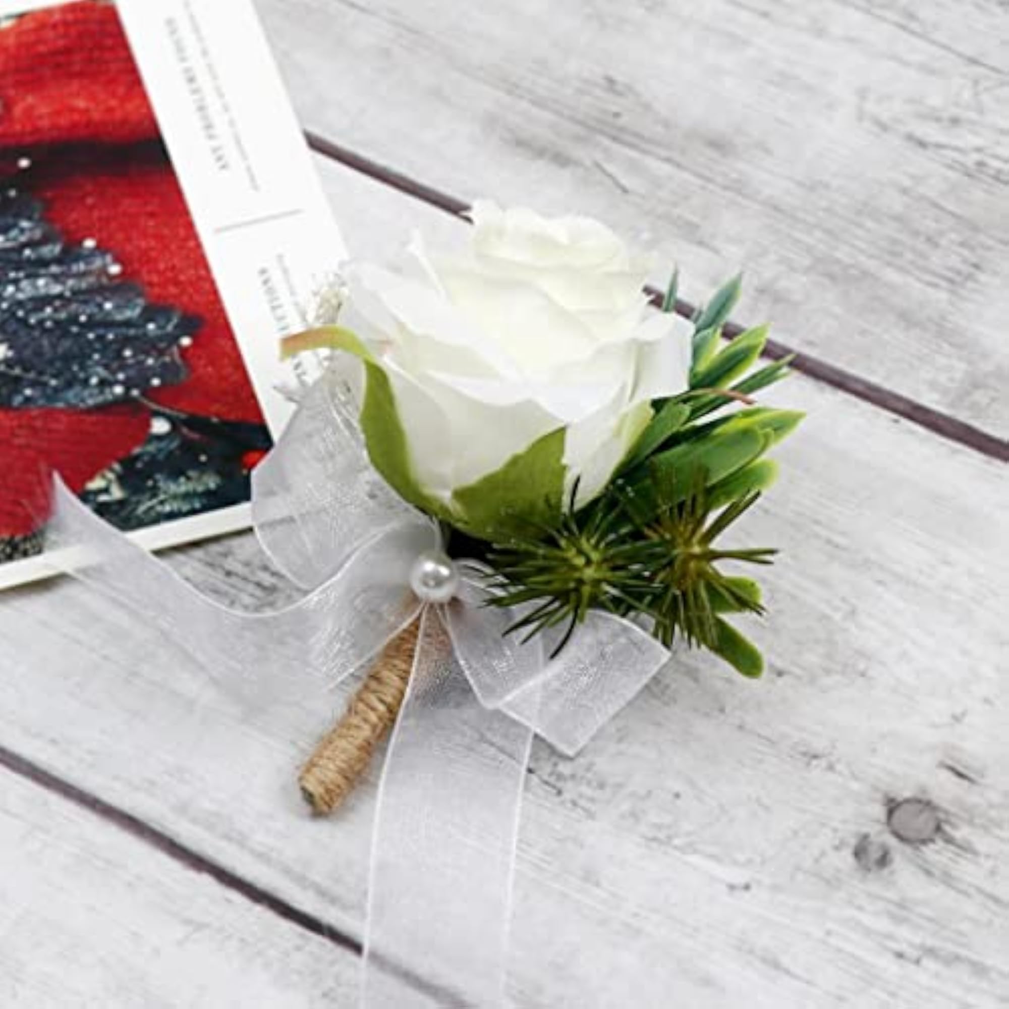 Fabric Flower Brooch Corsage Pin for Wedding, Bridal, Groom