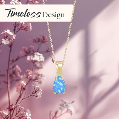14K Gold Plated Gemstone Teardrop Necklace for Women – Dainty Birthstone Jewelry – Elegant Everyday Gold Necklace – Gift for Her4