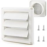 Cenipar 6' Louvered Vent Cover for External Wall Vent Cover Dryer Vent Cover with 4 Screws for Dryer Easy Installation(Plastic,White)