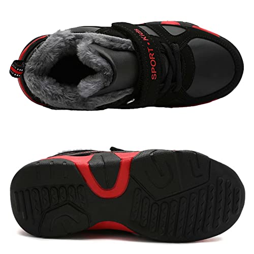 Eliogn Boys Winter Sneakers Faux Fur Ankle Booties Unisex Kids Warm High Top Traines Sport Shoes (Big Kid/Little Kid)3