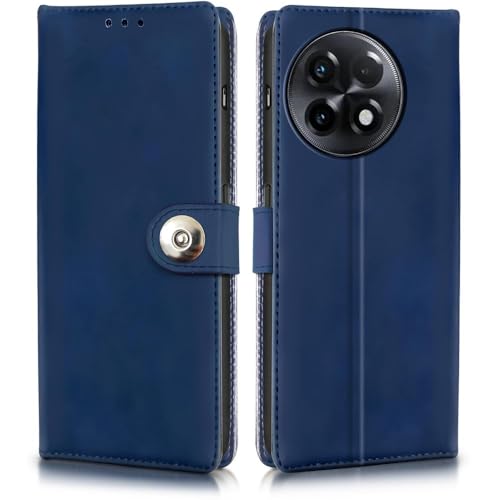 Image of WOW IMAGINE Shock Proof Flip Cover Back Case for 1+ OnePlus 11R 5G (Magnetic Button Flip Case | Wallet Pockets & Stand | Leather Finish | Oxford Blue)