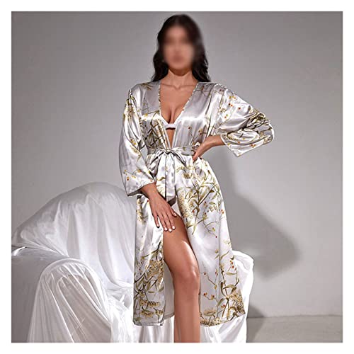 Vestido de Noche de Seda de Verano para Mujer, Bata Larga con Cordones de Manga Media, Bata Fina para el Hogar, Batas de Satén para Mujer, OZZKI, a, código pequeño