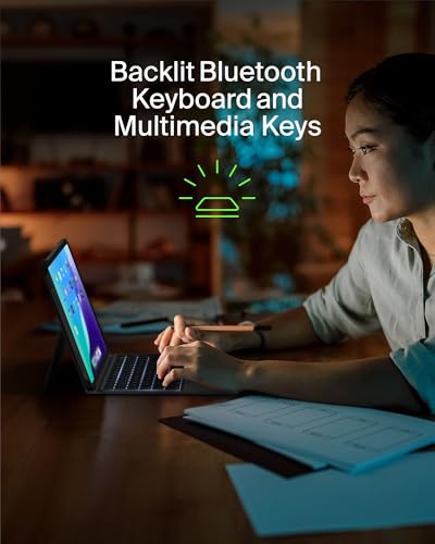 Image of Belkin Everyday Keyboard Case w /Cradle, Backlit Bluetooth Keyboard, Multi-Gesture Controls, Magnetic Apple Pencil Storage Compatibility, & Multimedia Keys for iPad 10th Generation 10.9 inch - Black