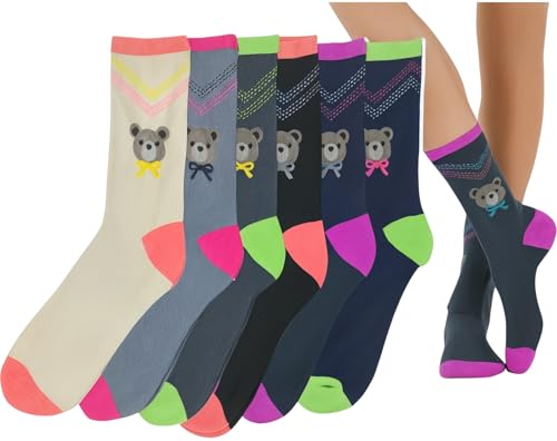 Image of ToBeInStyle Women's Pack of 6 or 12 Fashion Printed Crew Socks