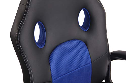 Sedia Gaming Ufficio Elbing in Similpelle I Poltrona Racing Scrivania con Braccioli E Rotelle I Poltrona Ergonomica, Colore:Nero/Blu - Sedia gaming - Immagine 7
