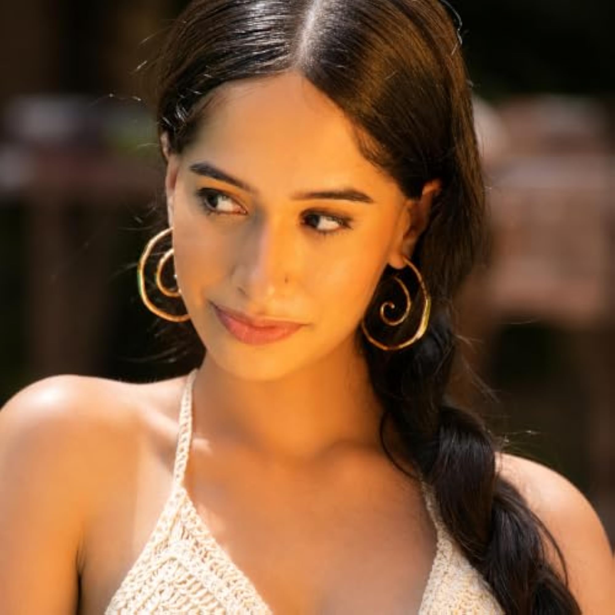 18K Gold Plated Spiral Hoop Earrings for Women