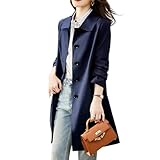 [Ｋａｙｉｙａｓｕ] トレンチコート レディース スプリングコート アウター コート 通勤 春 秋 着痩せ ロング丈 体型カバー カジュアル 大きいサイズ M-2XL(M ネイビー)