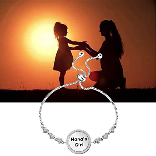 Image of FEELMEM Nana's Girl Slider Bracelet To My Girl Jewelry Granddaughter Gift Grandkids Jewelry Granddaughter Graduation Gift (Nana's Girl Bracelet)