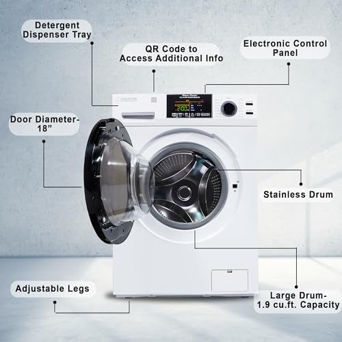Image of Equator Ver 3 Combo Washer Vented /Ventless Dry-1400RPM Color Coded Display White | 18lb Capacity, 1.9 Cubic Feet, 1400 RPM