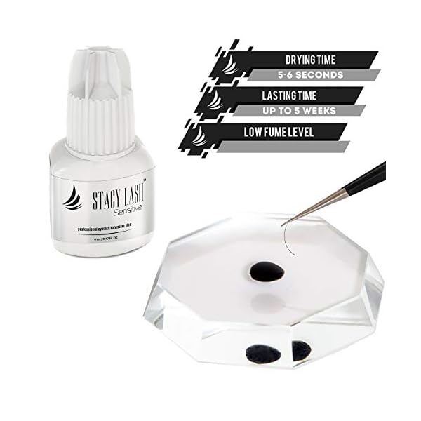 Sensitive-Eyelash-Extension-Glue-Stacy-Lash-017floz5ml-Low-Fume-5-Sec-Drying-timeRetention-5-WeeksProfessional-Use-Only-Black-Adhesive-for-Individual-Semi-Permanent-Eyelash-Extensions Sensitive Eyelash Extension Glue Stacy Lash 0.17fl.oz/5ml / 5-6 Sec Drying time/Retention â 4-5 Weeks/Black Adhesive/Professional Supplies