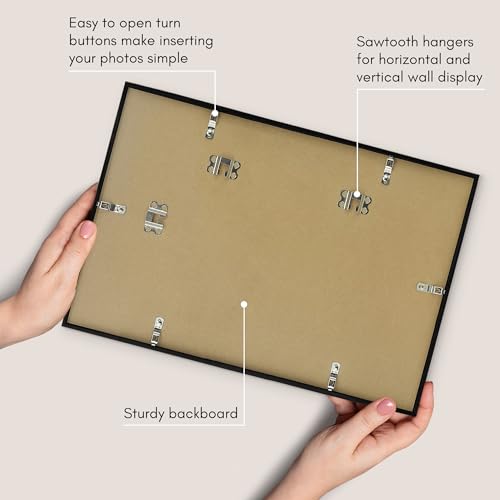 Americanflat 18x12 Picture Frame with Polished Plexiglass - Streamline Collection - Thin Border Picture Frame for Wall Display - Hanging Hardware Included - Black
