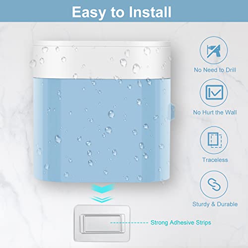 Gfware Toothbrush Holder Toothpaste Dispenser Wall Mounted Blue Cover Electric Tooth Brush Stand Set With 2 Toothpaste Squeezers For Shower Bathroom Kids (No Electric, No Light) #TOP1