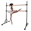 ZELUS Portable Ballet Barre Bar for Home Kids Ballet Bar 5ft Adjustable Freestanding Double Stretching Dance Bar, Barre Exercise Equipment for Women with Heavy-Duty Beechwood 330 lb Capacity (Black)