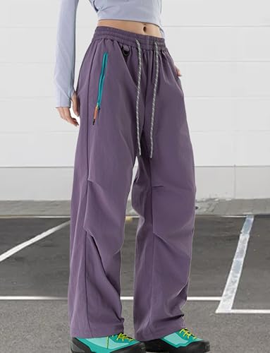 Image of FEOYA Waterproof Pants Women Light Rain Pants Parachute Drawstring Cuffs