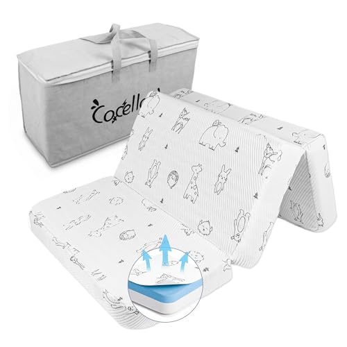 Image of Trifold Pack and Play Mattress 38 inchx26 inch, Double-Layer Memory Foam Pack N Play Mattresses for Baby Toddler with Washable Breathable Cover, Portable Mattress for Playpen with Travel Carry Bag
