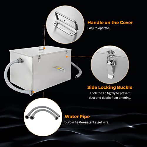 Beamnova Commercial Grease Trap 40Lbs Stainless Steel Interceptor, Side Inlet For Restaurant Food Truck Home Kitchen Tools #TOP5