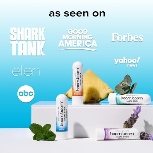 boomboom nasal stick  vapor flow technology  cool refreshing sensation  natural mood boost  simple ingredients  essential oils  menthol inhaler mint wintermint tropical spearmint