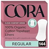 Cora 100% Organic Cotton Topsheet Period Liners (144 Regular Period Liners)