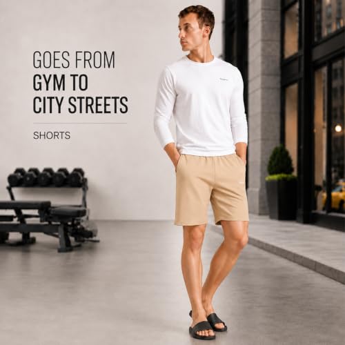 Image of Pepe Jeans Men's Solid Cotton Poly Blend Regular Fit Active Shorts | Lightweight Athleisure Shorts for Gym, Sports & Casual Wear | Soft Breathable Fabric | Elastic Waist with Drawcord | Side Pockets