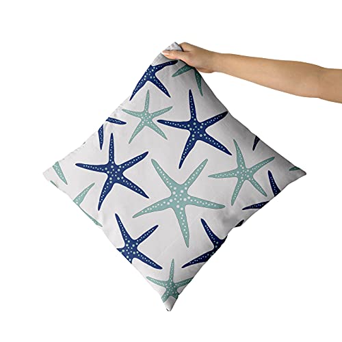 Starfish Pillow Covers 18X18 Inch Summer Beach Themed Blue Coastal Pillows Nautical Decor for Home Bedroom Living Room Cotton Pillowscase Square Cushion Cover, Set of 2 - Image 7