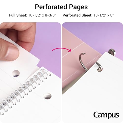 Image of KOKUYO Spiral Notebooks, 3 Pack 10-1 /2 inch x 8 inch Lined Notebooks Wide Ruled | Campus Subject Notebooks, 80 Sheets, 3 Holes School Japanese Ring Journal for Work Study Note Taking, Purple Orange Turquoise