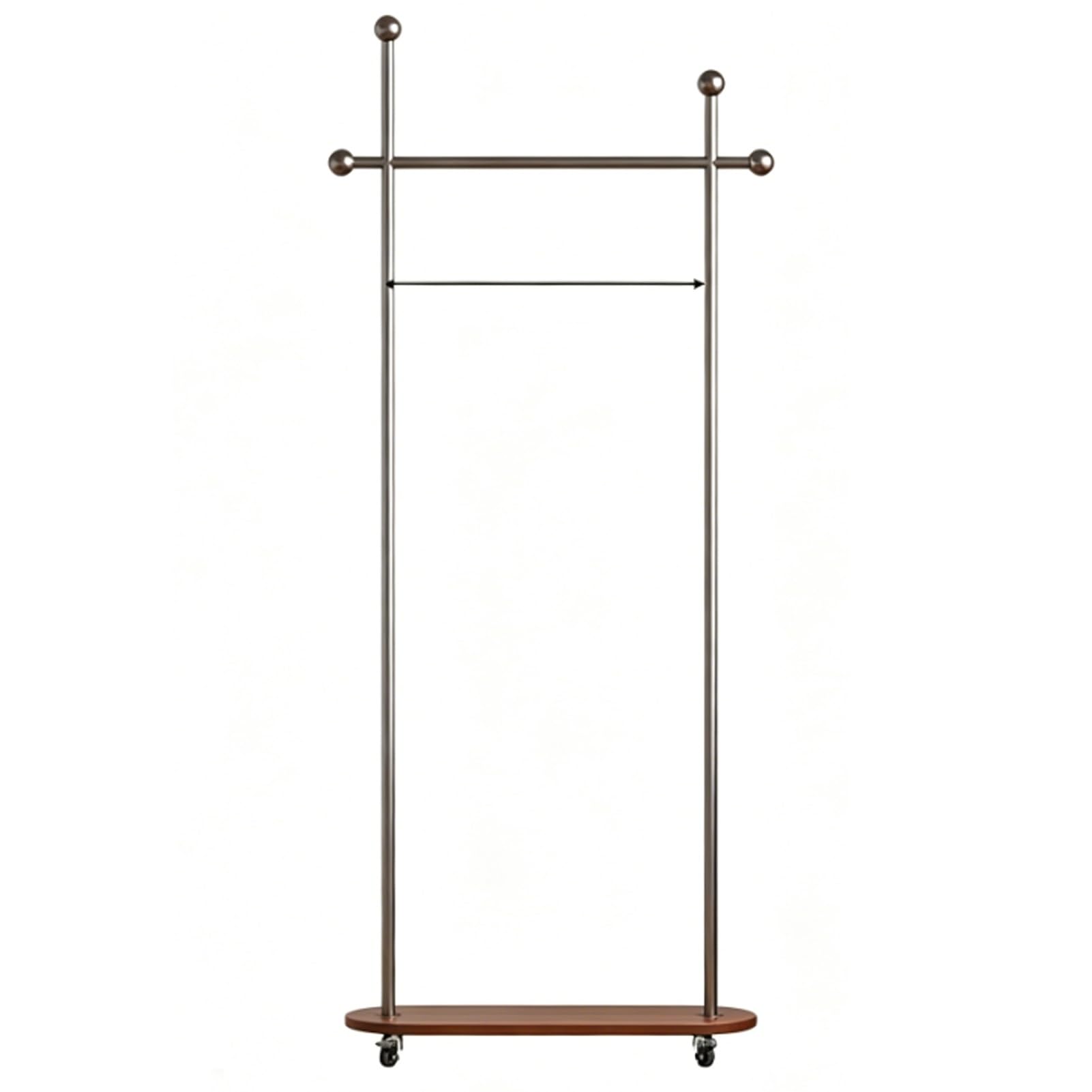 YAOHY Coat Rack Freestanding Clothing Rack with Wheels, Double-pole Clothing Racks with Storage Shelves for Corner Bedroom Hallway Entryway Living Room Hotel(Natural,23.6in/60cm,Style2)