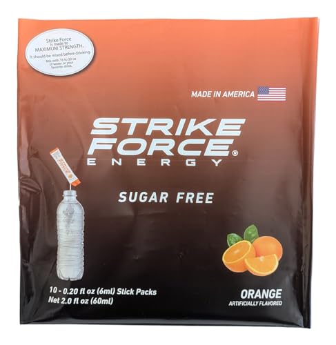 Image of Strike Force Energy Drink Mix - Orange Flavor - Natural Tasting Caffeine Drink - Turn Any Drink into a Healthy Energy Drink - Zero Calories, Keto Friendly, Sugar Free, Pre Workout (10 Liquid Packs)
