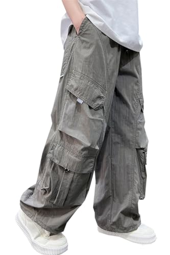 SANGTREE Boy's Adjustable Waist Baggy Cargo Pants, 4-14 Years2