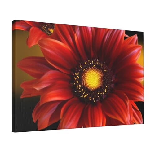Tournesol rouge toile murale YoupO pour illuminer la décoration de votre salon