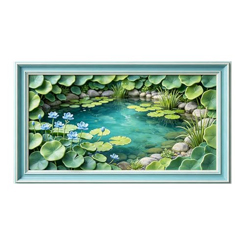 Paysage botanique 3D de nénuphar pour mur de chambre cocooning