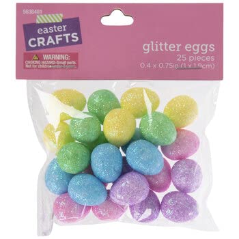 Tiny Foam Eggs for Easter Crafts, Decor, and More - Pastel with Glitter - 5/8 Inch - 25 Pieces