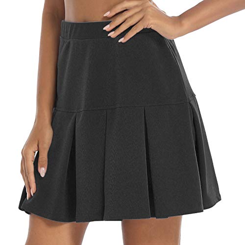 iiniim Women's Girls' School Uniform High Waist Short A-Line Pleated Skirt Casual Mini Skater Skirt4