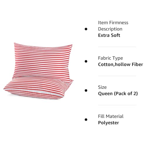Image of EIUE Bed Pillows for Sleeping 2 Pack Queen Size,Super Soft Down Alternative Microfiber Filled Pillows,Pillows for Side and Back Sleepers,20 x 30 Inches,Red