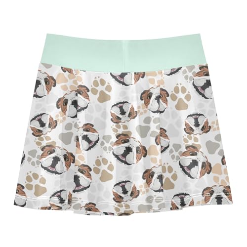 Girls Skorts High Waist Athletic Skirts with Shorts English Bulldog Dog Stretchy Teens Performance Tennis3