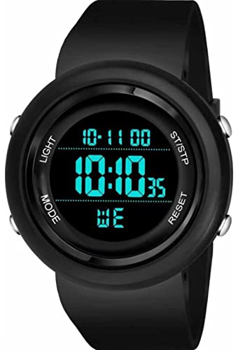 Image of Black Digital Sport Silicone Watch Multifunction Date, Time, Alarm, Led Display Light Day, Stopwatch For Men, Boy, Girls, Women's