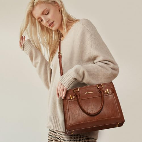 LOVEVOOK Purses and Handbags for Women, Tote Bags for Women, Satchel Shoulder Purse and PU Leather Top Handle for ladies, Brown