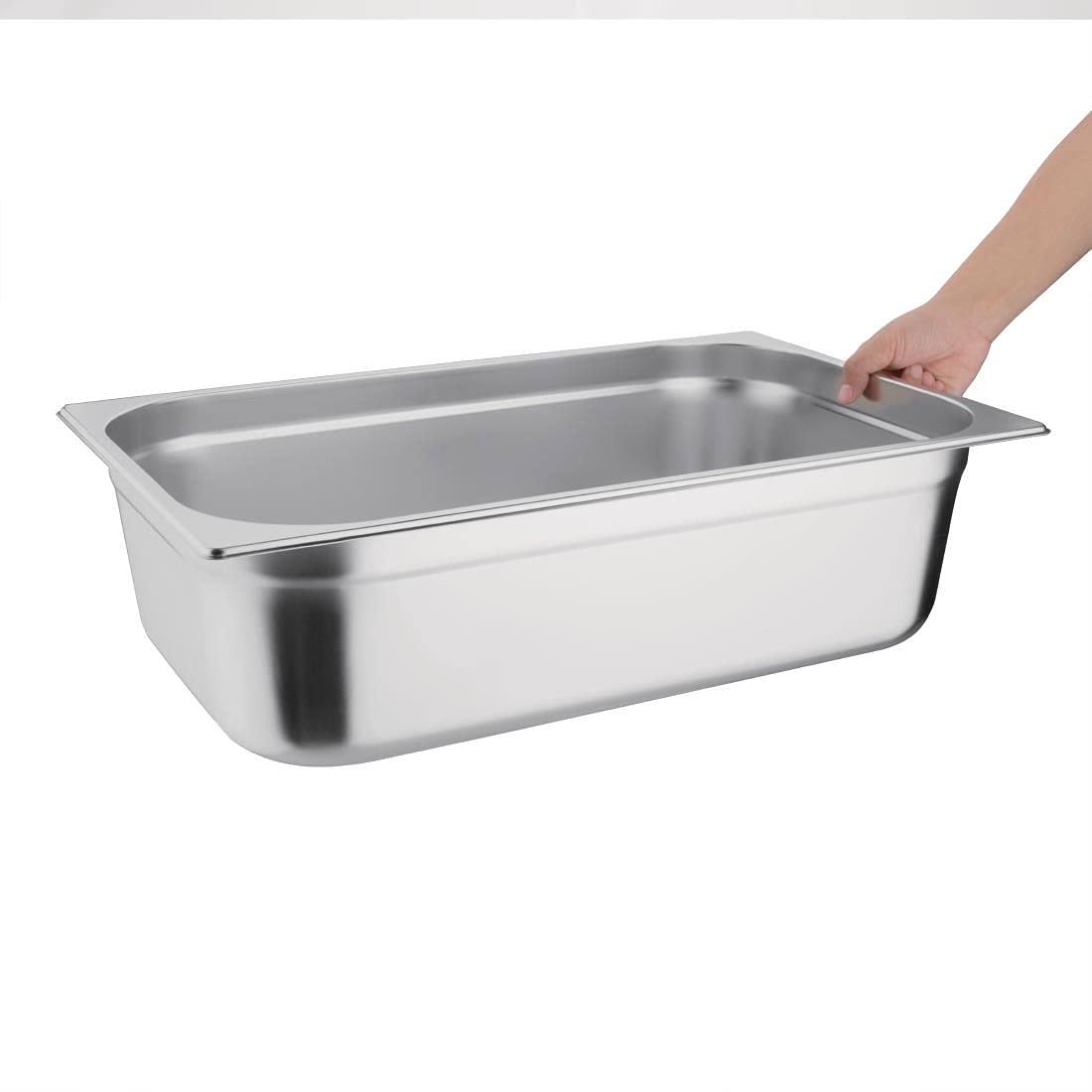 Vogue Bac Gastronorme 1/1, Bac Inox, Profondeur : 150 mm, Capacité : 20 Litres, Récipient de conservation des aliments chauds et froids, Compatible Bain Marie, Couvercle vendu séparément, K924