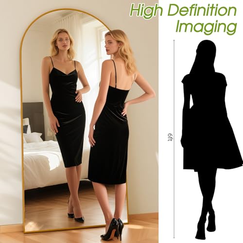 Image of 76 inchx34 inch Floor Mirror Full Length, Arched Full Length Mirror with Stand, Large Full Body Mirrors for Bedroom Living Room or Cloakroom Gold