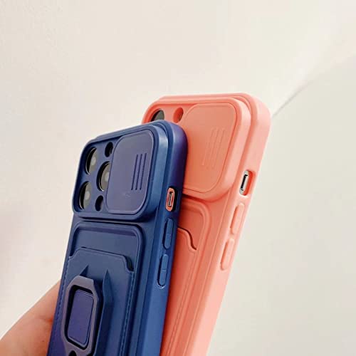 Capa para iPhone 12 Pro Max com capa de lente de câmera deslizante e suporte para cartão, suporte de