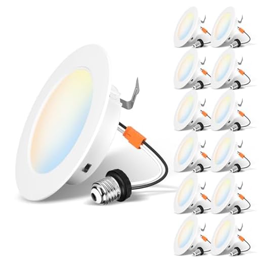 LVWIT 4 Inch LED Recessed Lights, LED Can Lights, Color Selectable 2700/3000/4000/5000/6000K 5CCT, 7W 700LM, Dimmable Recessed Lighting with E26 Conversion Kit, Retrofit Recessed Light, 12 Pack